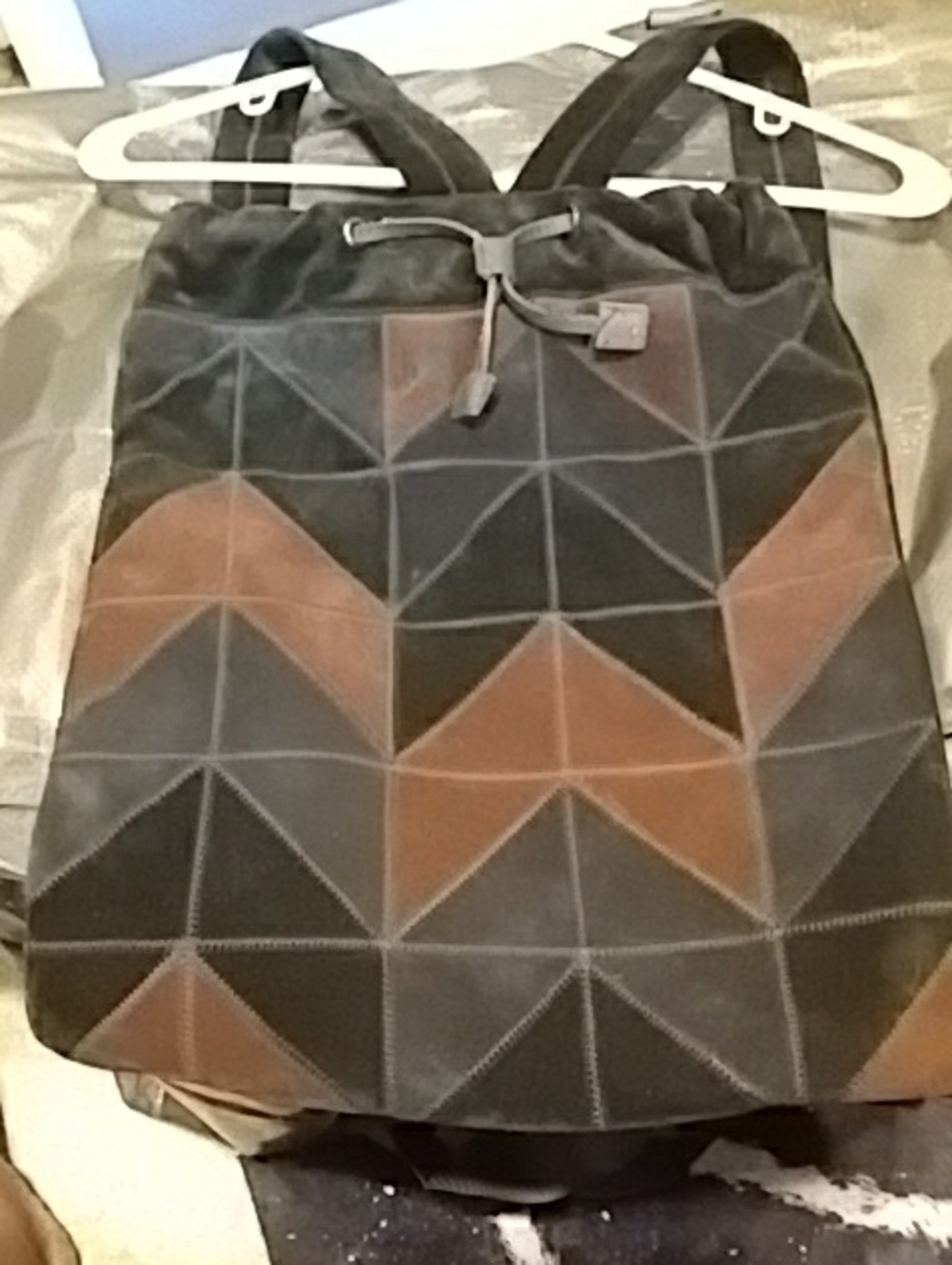 Missoni Geometric Chevron Drawstring Backpack - Suede Black & Brown